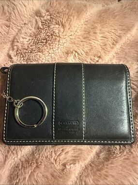 Leather wallet with keychain, Coach Legacy Vintage Y2K